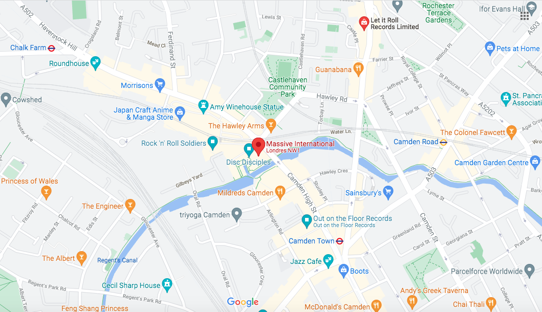 Camden Records Shops map. Source: google maps